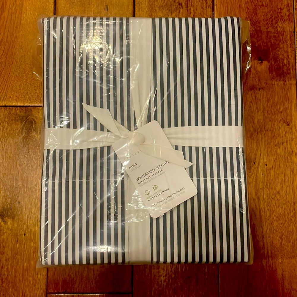 NWT Pottery Barn Wheaton Stripe King Sheets